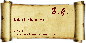 Babai Gyöngyi névjegykártya